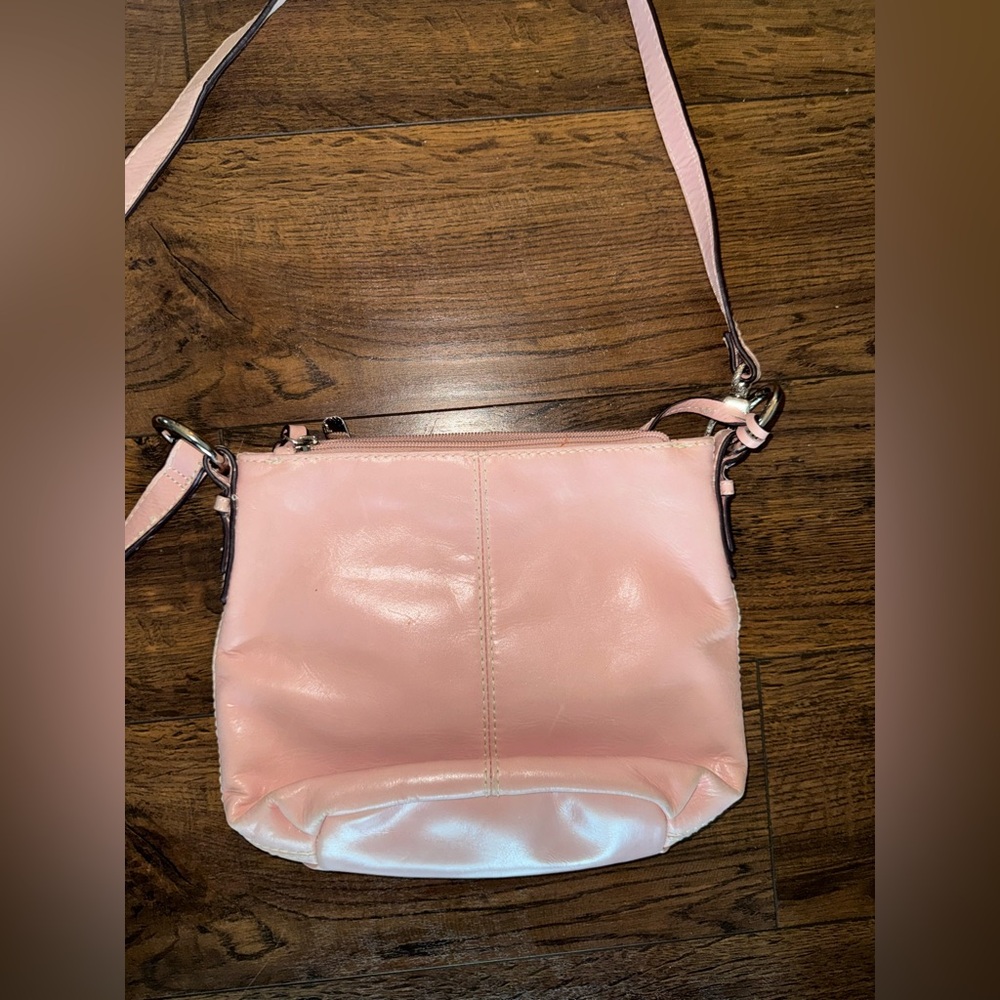 Tignanello Blush Pink Leather Crossbody Bag with Silver Hardware - Picture 3 of 6